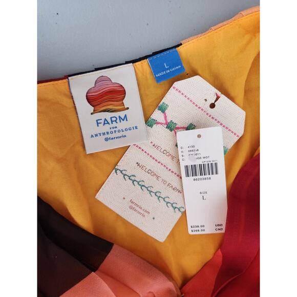 Anthropologie Farm Rio Short-Sleeve Wrap-Front Maxi Dress Size L Red #MA416 - Picture 9 of 11